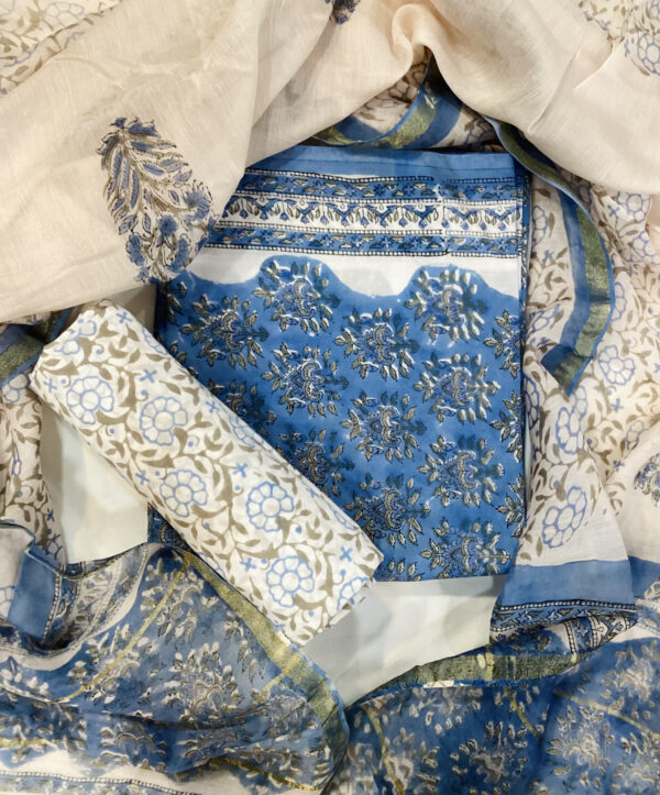 Cotton Churidar Material With Chanderi Dupatta