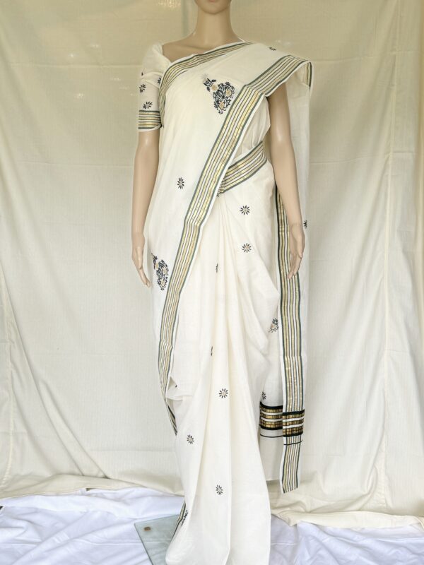 Kerala Saree With Embroidery Work